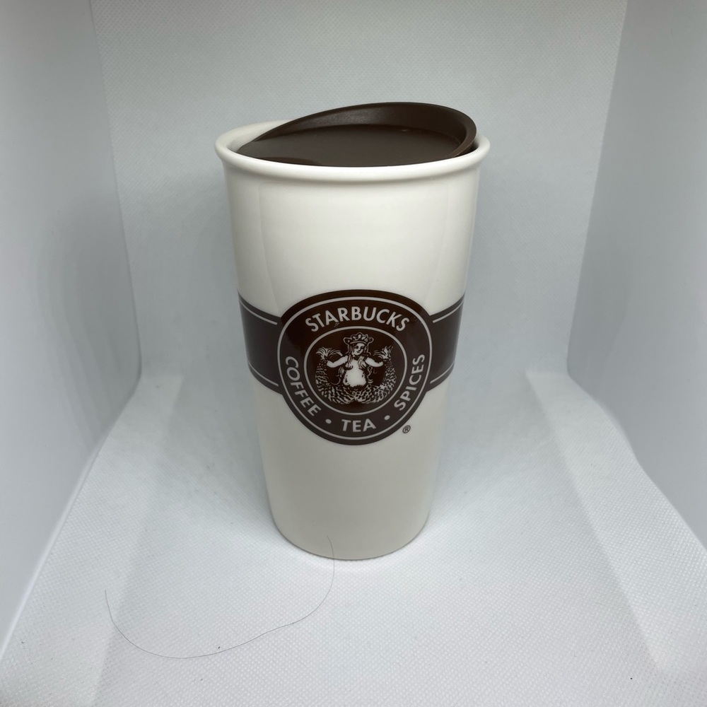 Starbucks Pike Place Retro Mermaid Logo Ceramic Travel Mug 12 ox